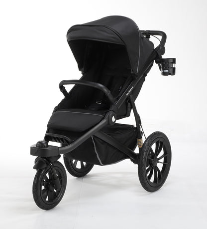 Hill All Terrain Jogging Baby Stroller with Car Seat (Black）