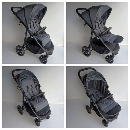Newborn Pram – Poplar Stroller with Carrycot and Car Seat (Grey)