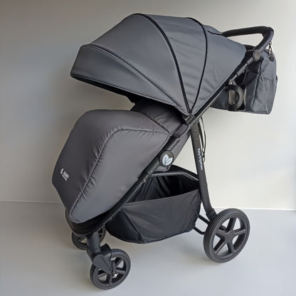 Newborn Pram – Poplar Stroller with Carrycot, Car Seat and Rotating ISOFIX Base (Black)