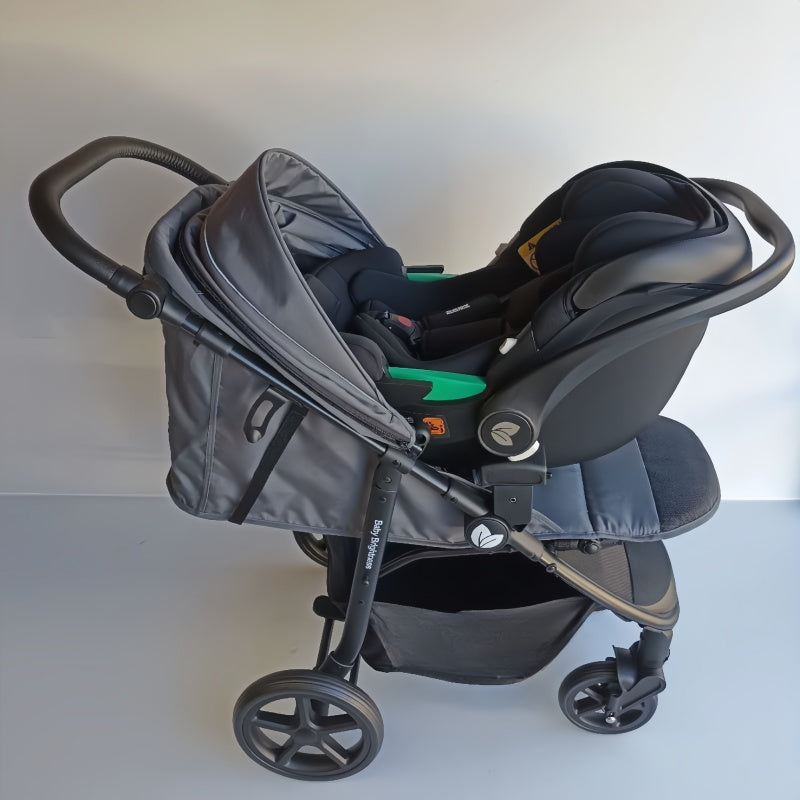 Newborn Pram – Poplar Stroller with Carrycot and Car Seat (Black)