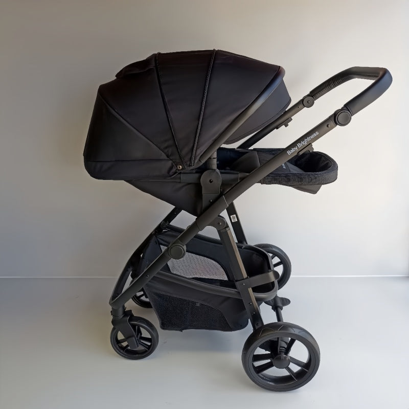 Newborn Pram – Palms 1+ Stroller with Bassinet and Car Seat (Black)