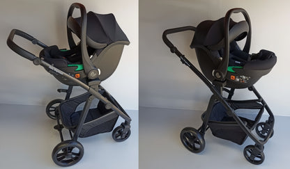 Newborn Pram – Palms 1+ Stroller with Bassinet and Car Seat (Black)