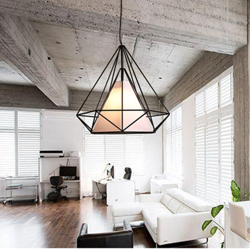 Pendant Hanging Light Lampshade Metal Diamond Black - salelink.co.nz