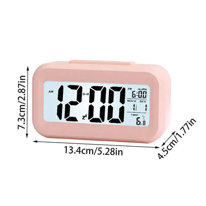 Digital Alarm Clock – Battery Operated with Indoor Temperature & Light Sensor Backlight (3 colors available)