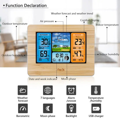 Digital Indoor-Outdoor Weather Station with Clock & Wireless Sensor (2 colours available)