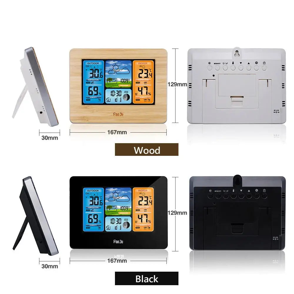 Digital Indoor-Outdoor Weather Station with Clock & Wireless Sensor (2 colours available)