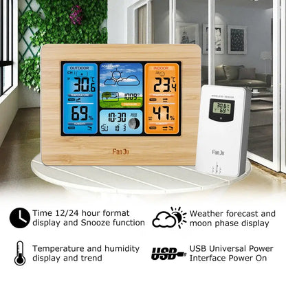 Digital Indoor-Outdoor Weather Station with Clock & Wireless Sensor (2 colours available)
