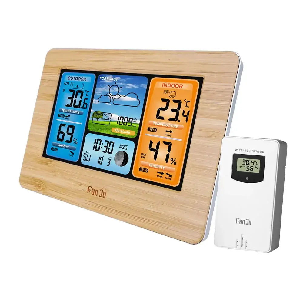 Digital Indoor-Outdoor Weather Station with Clock & Wireless Sensor (2 colours available)
