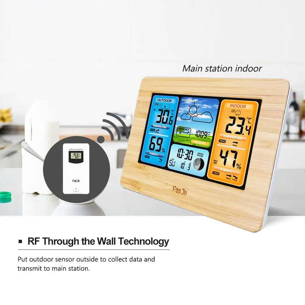Digital Indoor-Outdoor Weather Station with Clock & Wireless Sensor (2 colours available)
