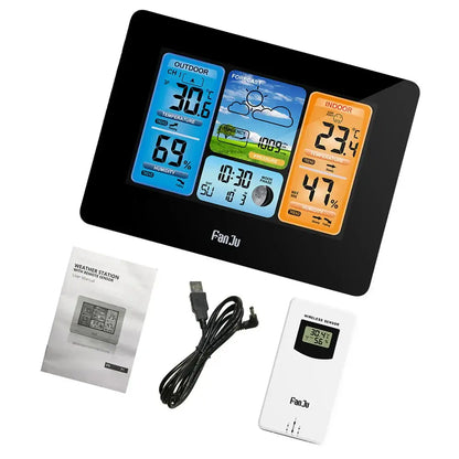 Digital Indoor-Outdoor Weather Station with Clock & Wireless Sensor (2 colours available)