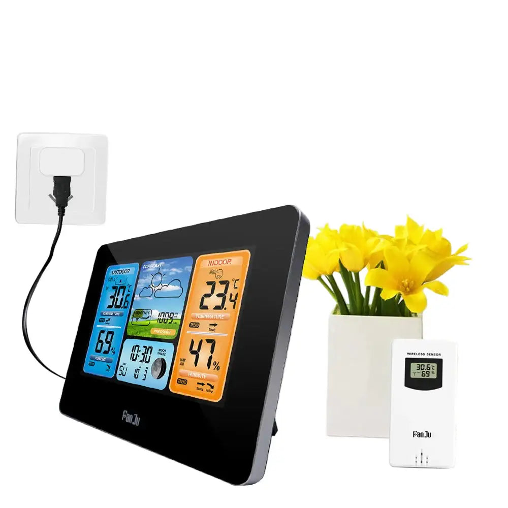 Digital Indoor-Outdoor Weather Station with Clock & Wireless Sensor (2 colours available)
