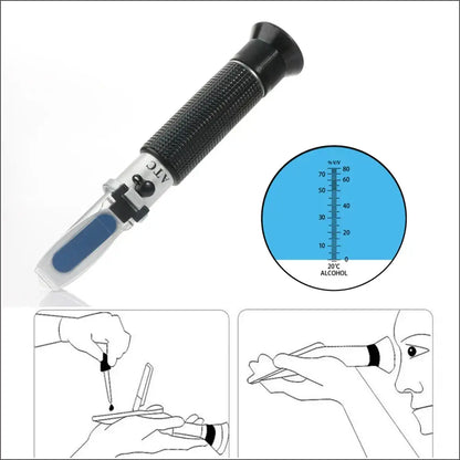 Digital Refractometer 0–80% Brix/Alcohol/Glycol Portable Handheld ATC Meter