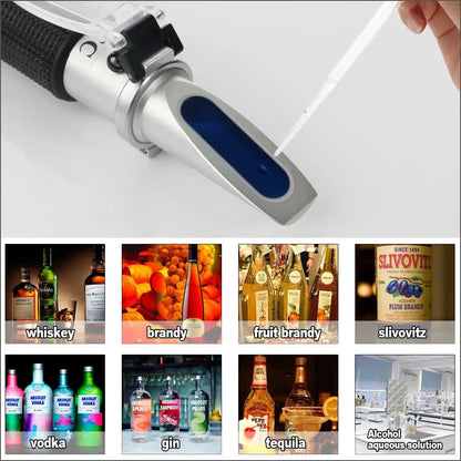 Digital Refractometer 0–80% Brix/Alcohol/Glycol Portable Handheld ATC Meter