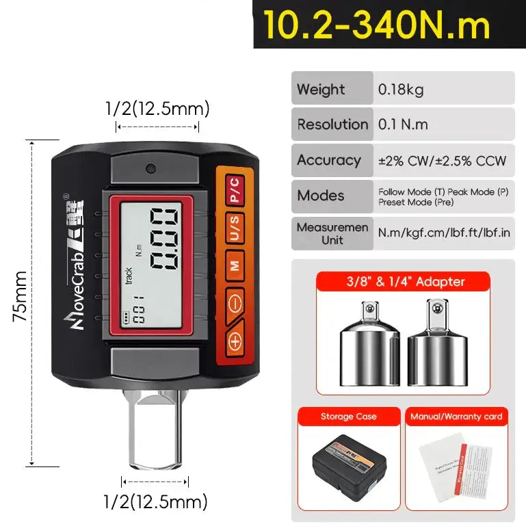 Digital Torque Adapter 1/2″ Drive with 3/8″ & 1/4″ Adapters