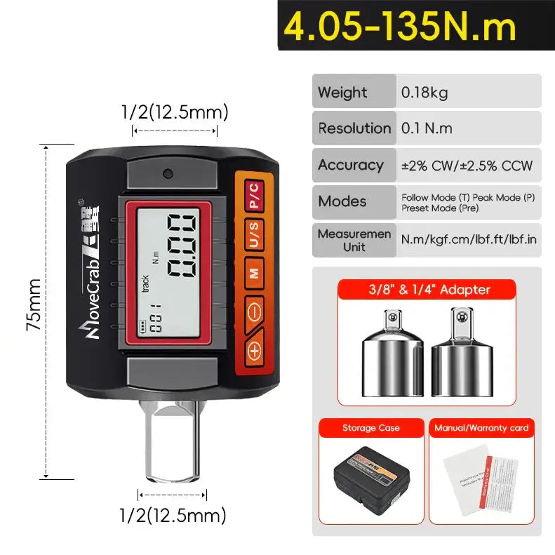 Digital Torque Adapter 1/2″ Drive with 3/8″ & 1/4″ Adapters