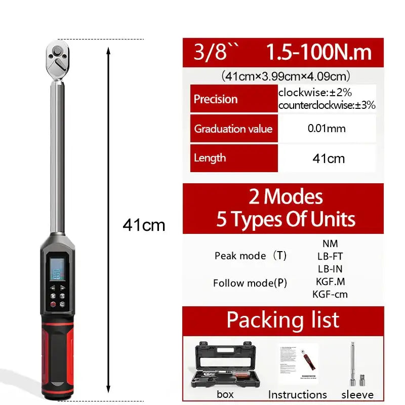 Digital Torque Wrench 0.15–100 N·m with LED & Buzzer Alerts (different models available)