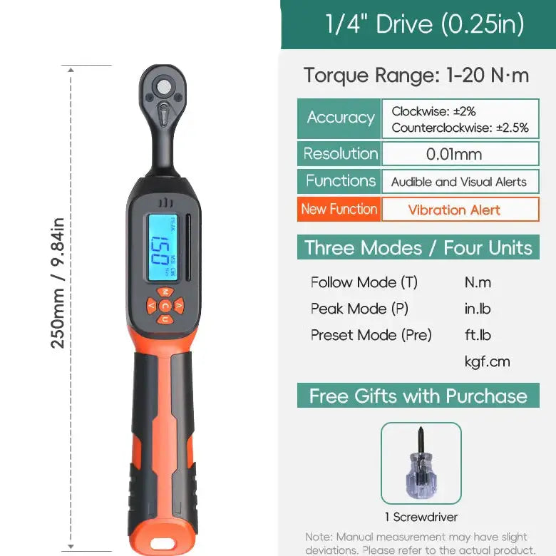 Digital Torque Wrench 1.5–340 N·m (±2% Accuracy) (different models available)