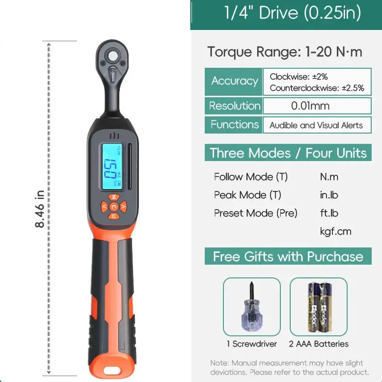 Digital Torque Wrench 1.5–340 N·m (±2% Accuracy) (different models available)