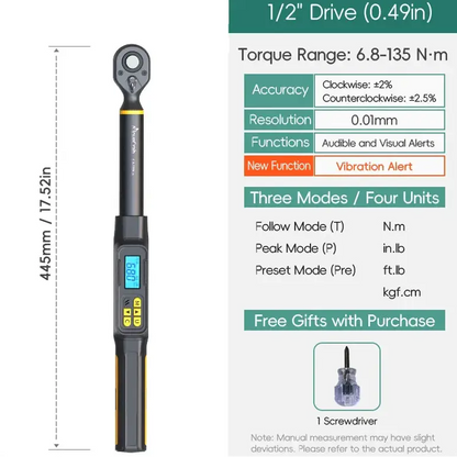 Digital Torque Wrench 1.5–340 N·m (±2% Accuracy) (different models available)