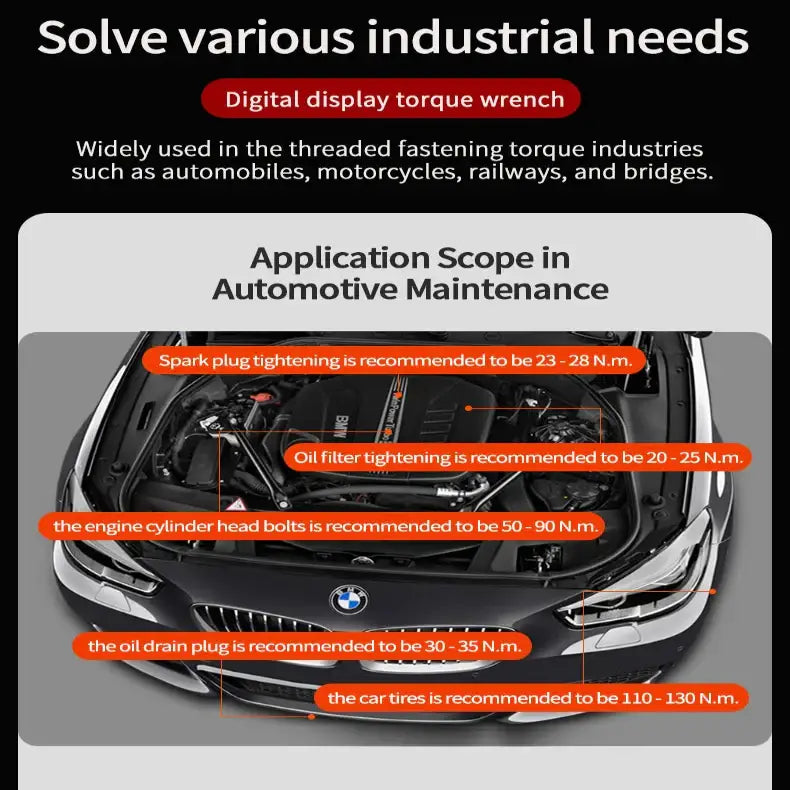 Digital Torque Wrench 1.5–340 N·m (±2% Accuracy) (different models available)