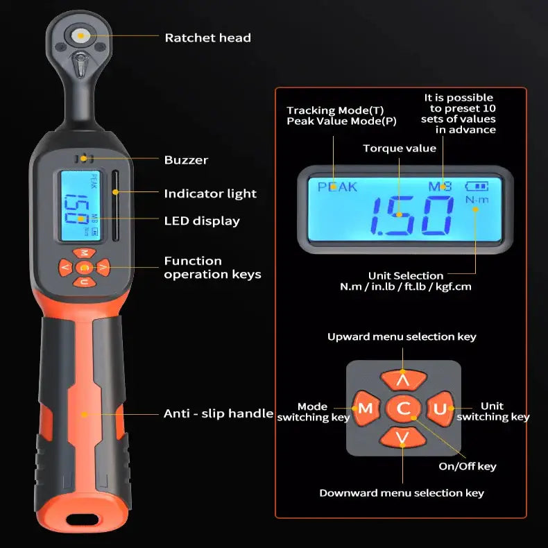 Digital Torque Wrench 1.5–340 N·m (±2% Accuracy) (different models available)