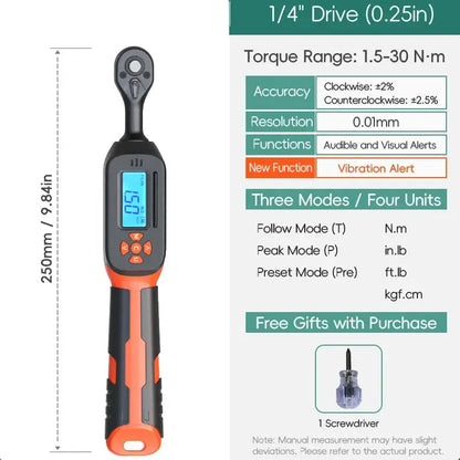 Digital Torque Wrench 1.5–340 N·m (±2% Accuracy) (different models available)