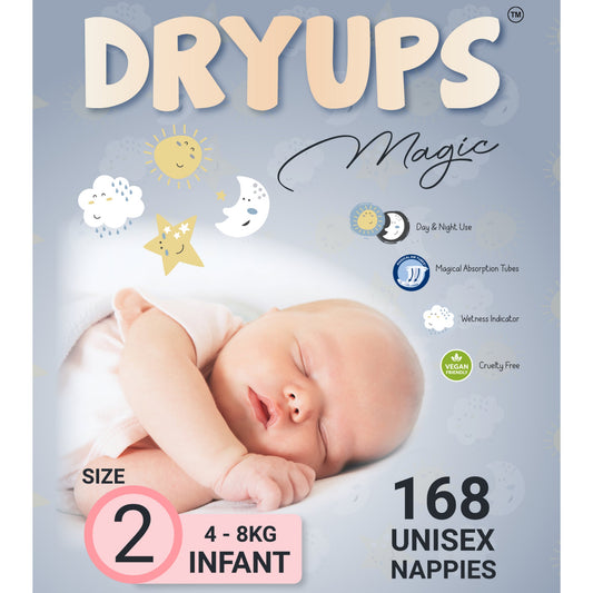 Dryups Magic Nappies Unisex Size 2 Infant (4-8kg)