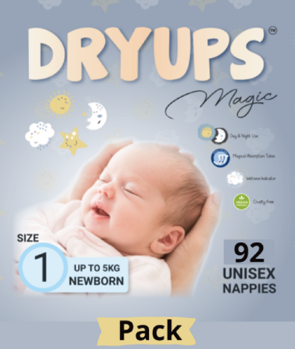 Dryups Magic Nappies Unisex Size 1 Newborn (up to 5kg)