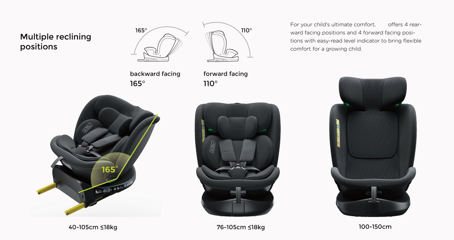 360° Rotating Baby Car Seat – Baby Brightness GuardianMax 1+ Grey