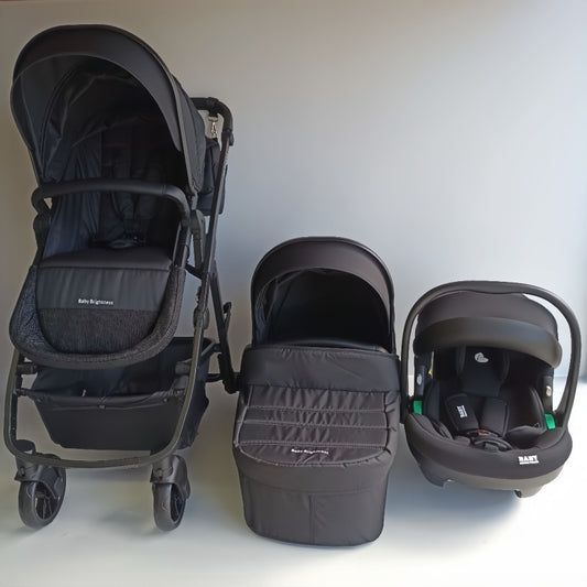 Baby Brightness Palms 1+ baby stroller + carrycot + capsule travel system Black