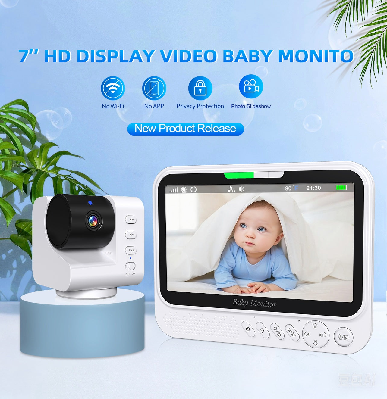 7”LCD HD Pan & Tilt Infrared Night Vision Baby Monitor - image 15