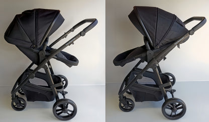 Newborn Pram – Palms 1+ Stroller with Bassinet and Car Seat (Black)