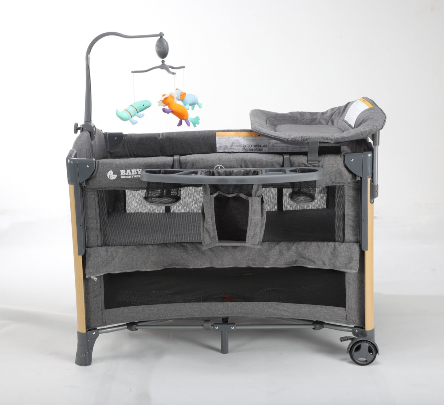 Baby Brightness 4 in 1  Baby Portacot Grey