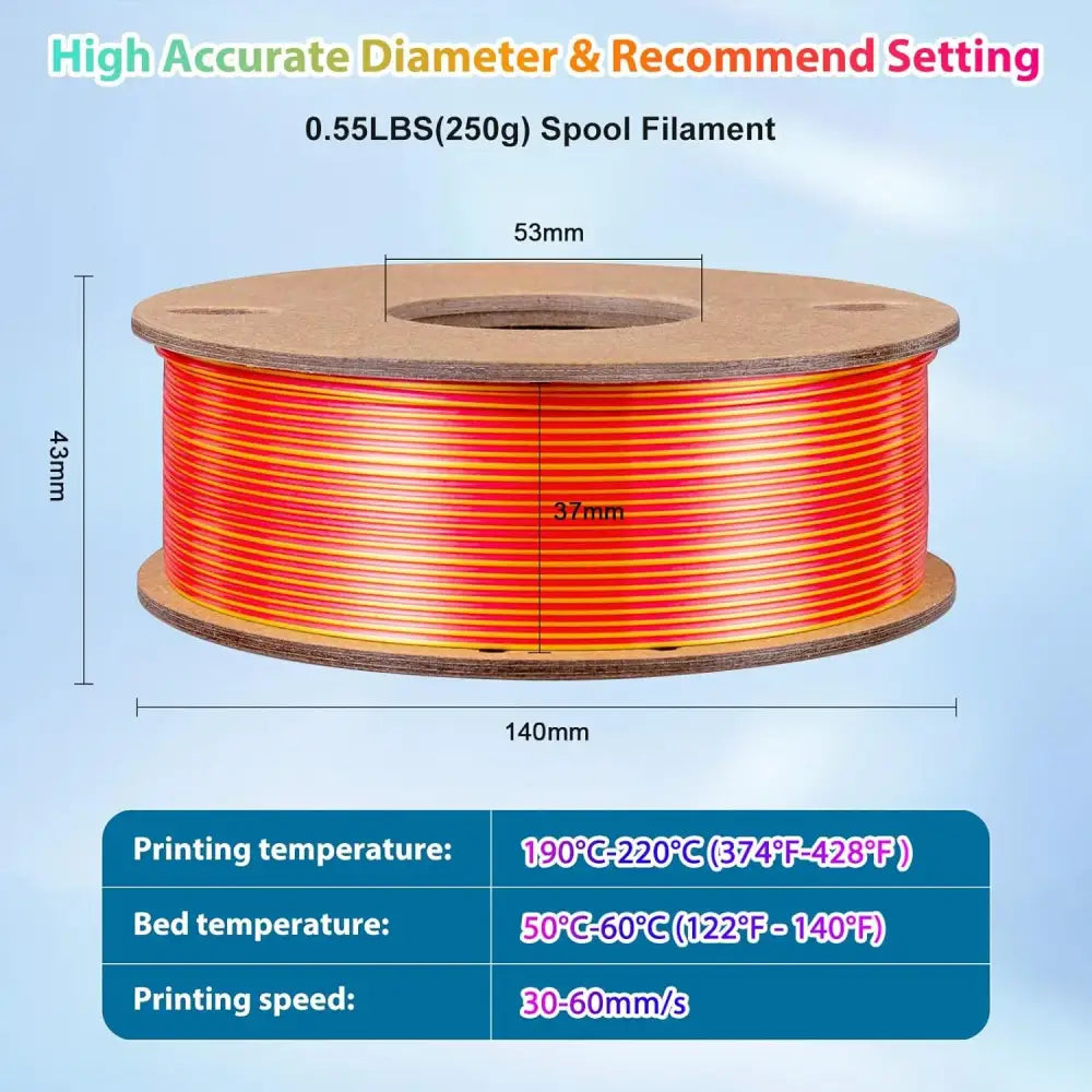 Dual/Tri-Colour Silk PLA 3D Printer Filament 1.75mm (250g)