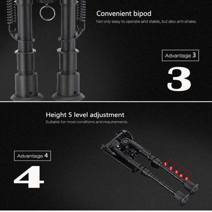 Sniper Hunting Rifle Bipod Sling Swivel Mount Adjustable Legs 15 to 23cm Height