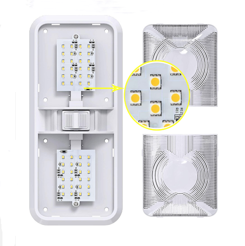 LED 2 Pack RV LED Ceiling Double Dome Light Fixture