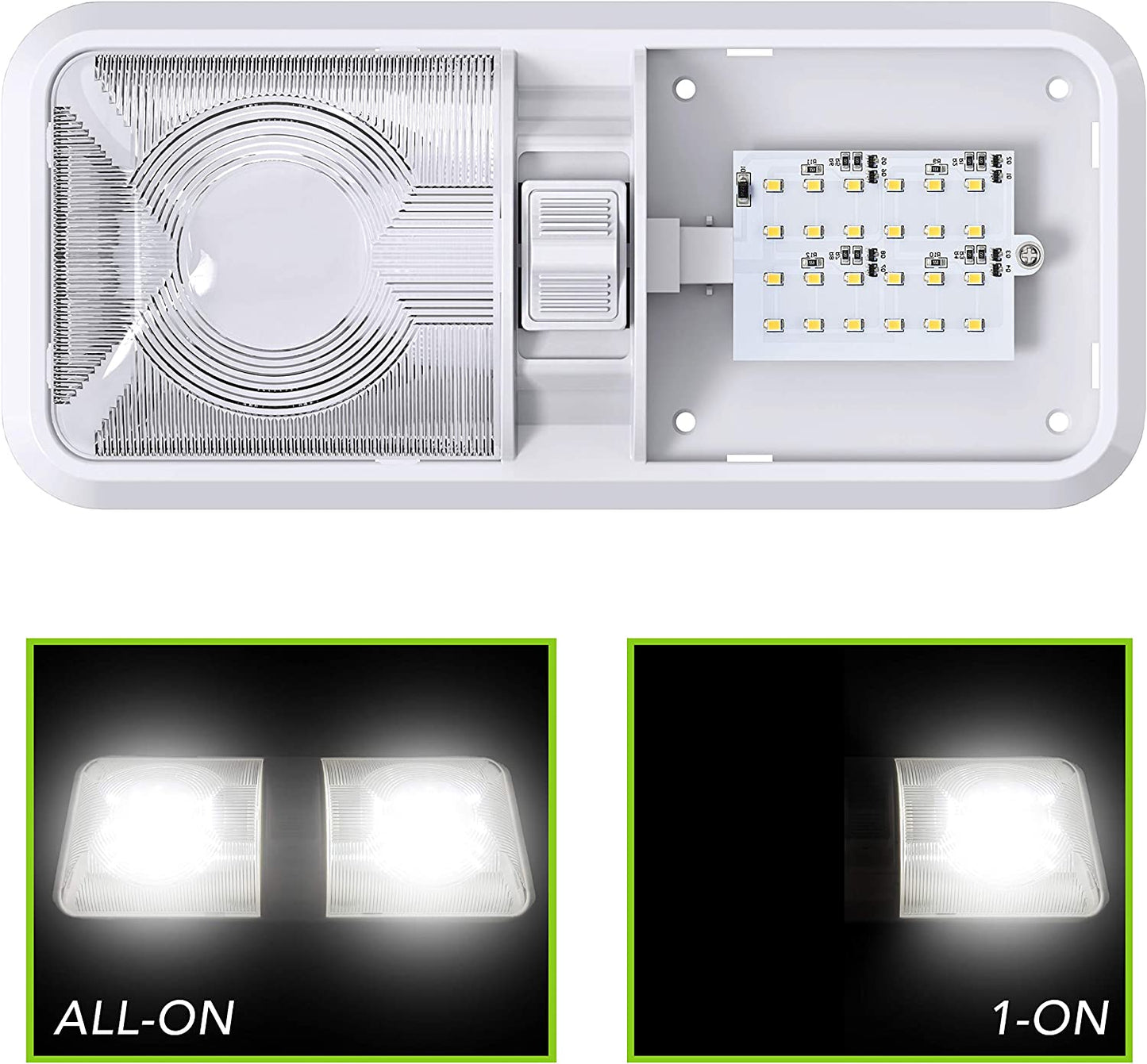 LED 2 Pack RV LED Ceiling Double Dome Light Fixture
