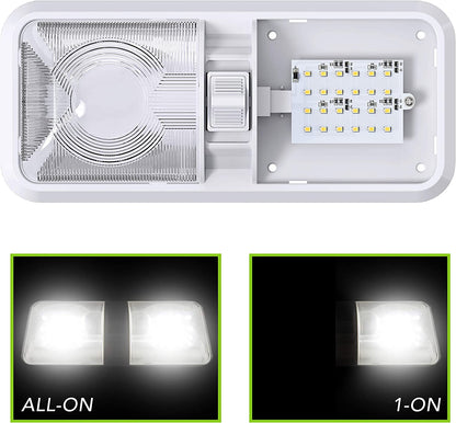 LED 2 Pack RV LED Ceiling Double Dome Light Fixture