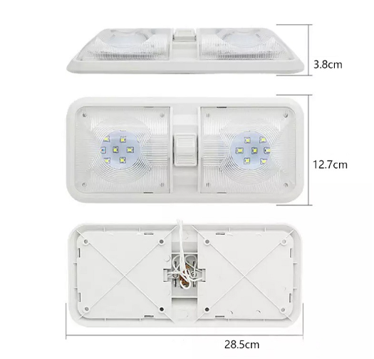 LED 2 Pack RV LED Ceiling Double Dome Light Fixture