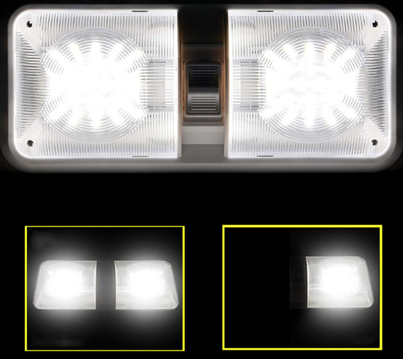 LED 2 Pack RV LED Ceiling Double Dome Light Fixture