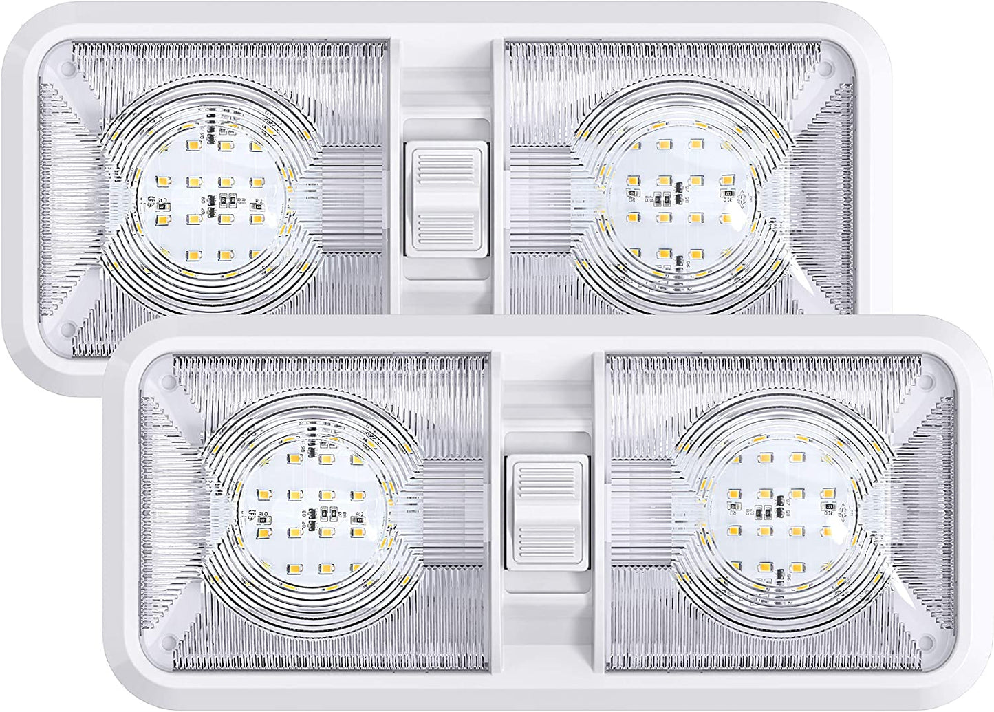 LED 2 Pack RV LED Ceiling Double Dome Light Fixture