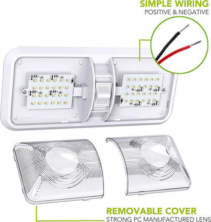 LED 2 Pack RV LED Ceiling Double Dome Light Fixture