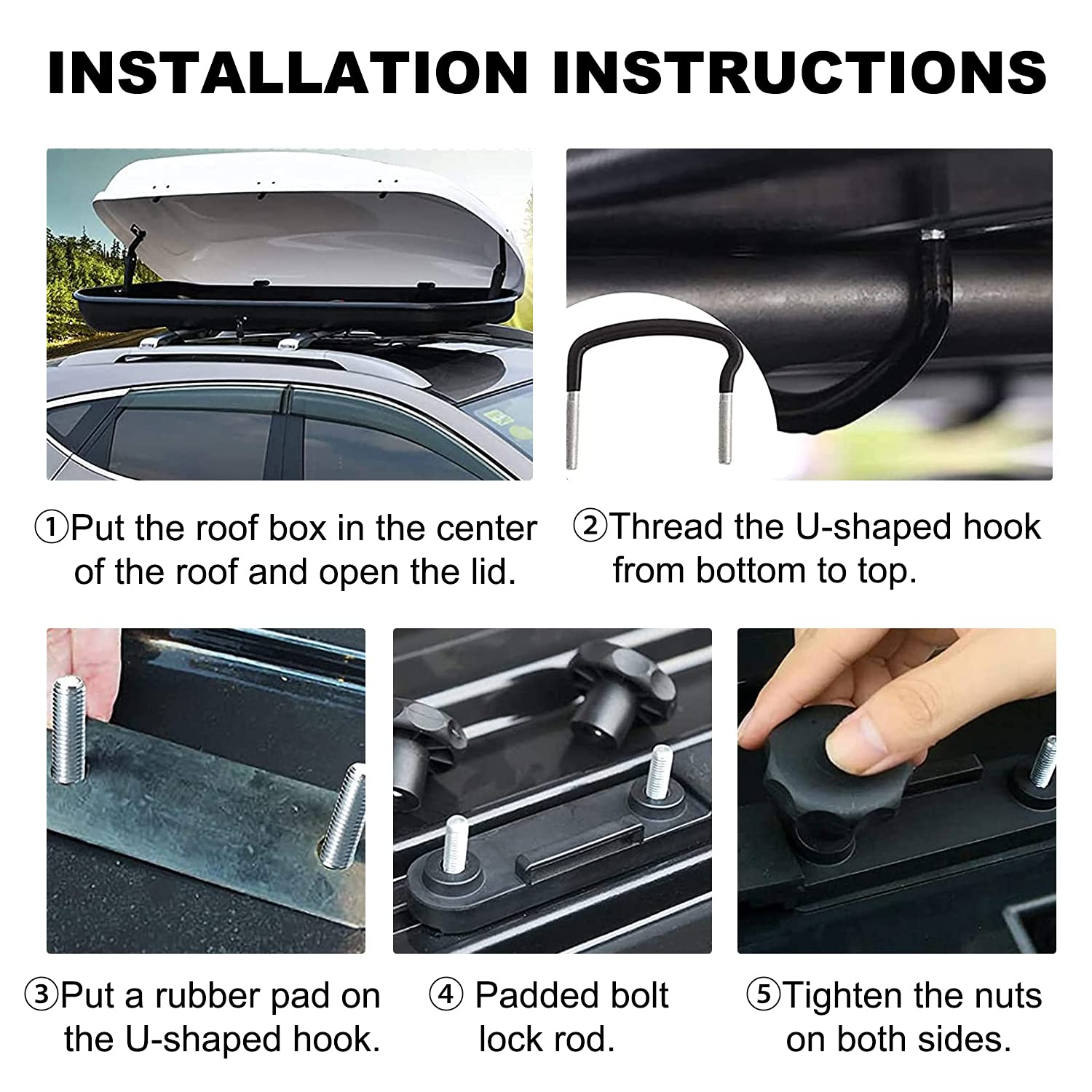 4PCS Universal Roof Box Car Van Mounting Fitting Kit Roof Box U Bolts - salelink.co.nz