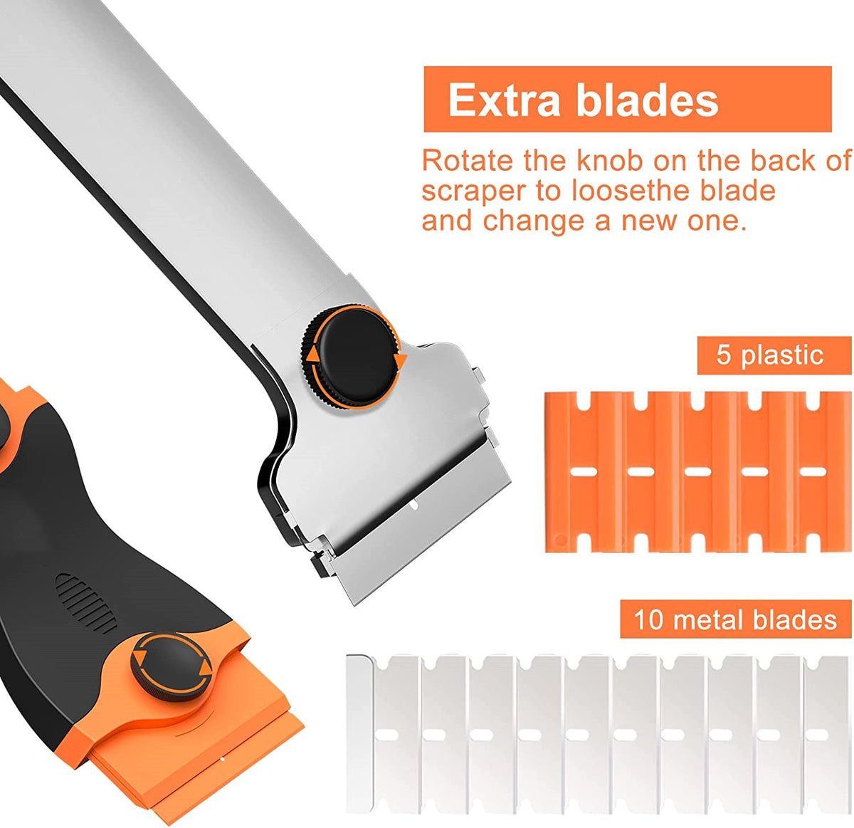 Glass Razor Scraper Set 10 Spare Blades Paint Seal Remover Clean Tool