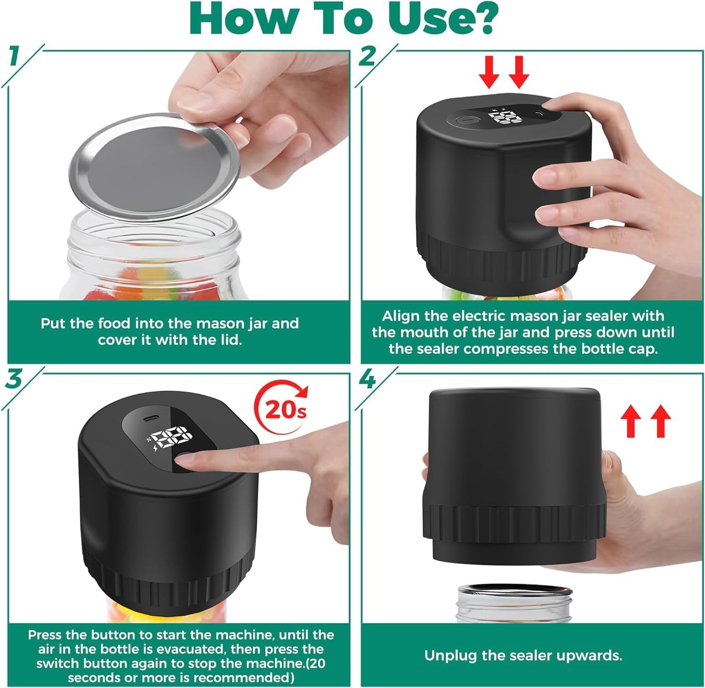 Electric Mason Jar Vacuum Sealer - salelink.co.nz