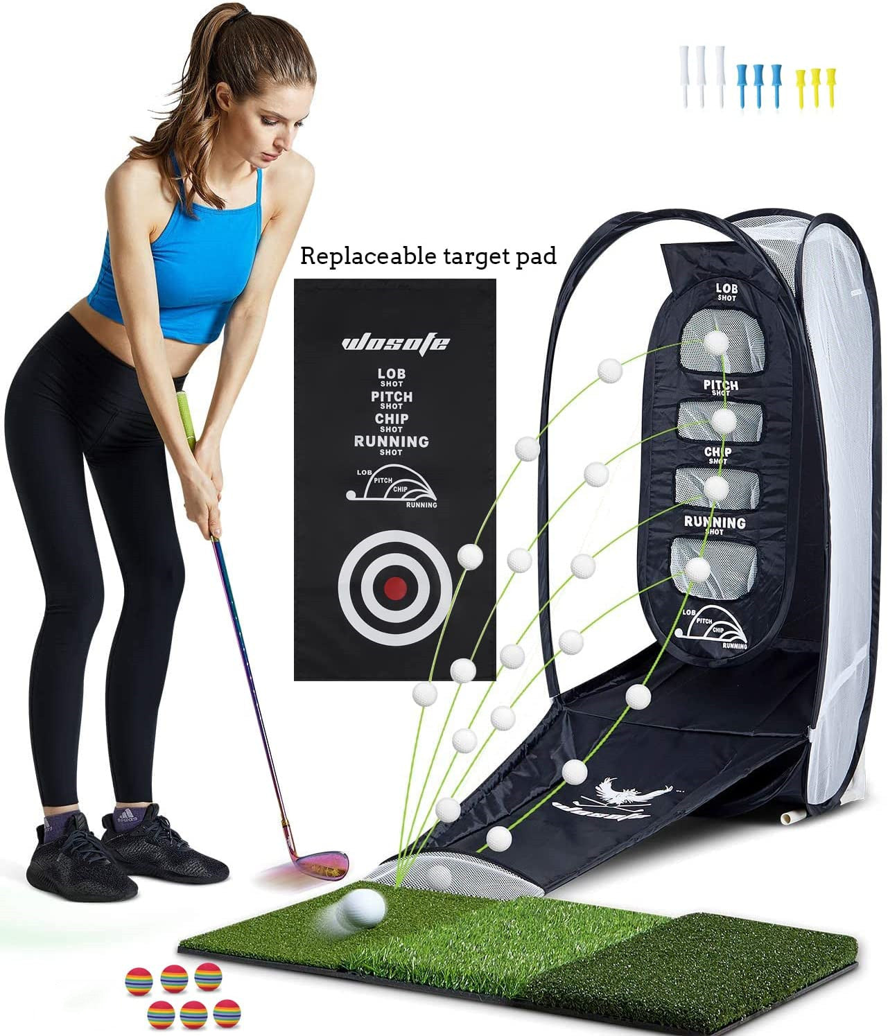 Golf Practice Hitting Net 2 Target and Ball Swing Training
