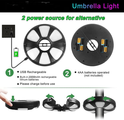 Battery Operated Outdoor Patio Umbralla Pole Led Light Rechargeable