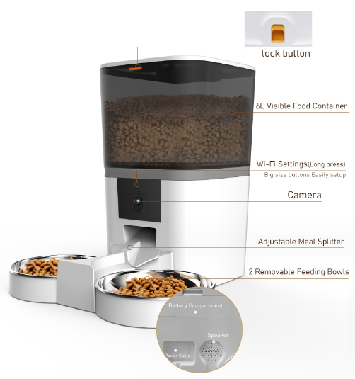 Pet Feeder, Dog Cat Feeder 6L Automatic - salelink.co.nz