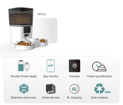 Pet Feeder, Dog Cat Feeder 6L Automatic - salelink.co.nz