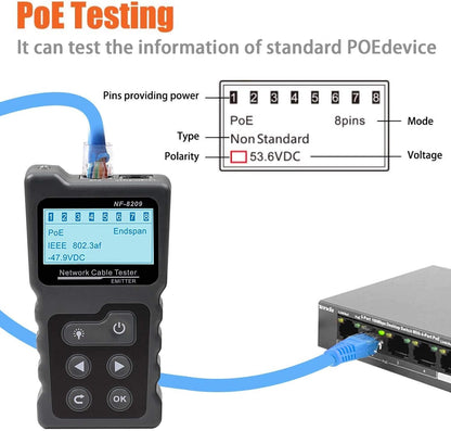4 in 1 Network Cable Tracker PoE Tester with NCV & Lamp for CAT5e/CAT6/CAT6a